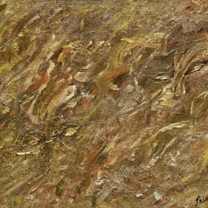CAT’S EYE is an original highly-textured modern abstractionist painting in warm gold, ochre, brown, and bronze sweeping brushstrokes by Internationally Acclaimed Artist Gayle Printz.
