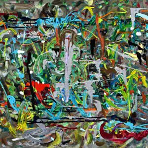 FRIENDS by Gayle Printz: warm, joyful interplay of color — original Modern Abstractionist, acrylic on canvas