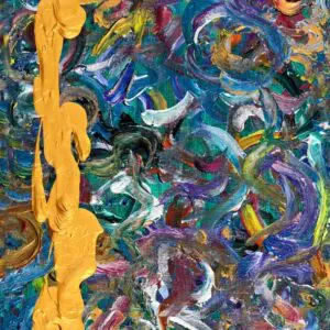HARMONY is a striking 24” High x 12” Wide Acrylic on Canvas Modern Abstractionist Painting by Atlanta World Master Artist, Gayle Printz
