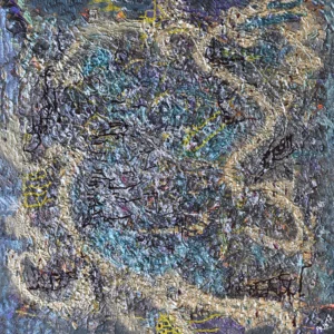 SECOND, a 36” High x 36” Wide Acrylic on Canvas, is a stunning metallic abstract painting by Atlanta based World Master Artist, Gayle Printz