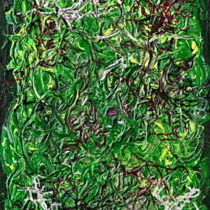 GREEN II is a green mixed media on canvas abstract painting by Contemporary Master Artist Gayle Printz