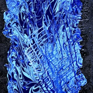 A blue and black abstract masterpiece by Contemporary Artist, Gayle Printz.