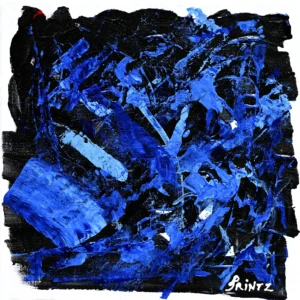 Sweeping shades of blue define this Abstract Painting by Gayle Printz, a Contemporary World Master Artist. Highly textured, boldly colored, yet relaxing in any environment